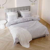 Łóżko tapicerowane z pionowymi przeszyciami - 3