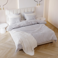 Łóżko tapicerowane z pionowymi przeszyciami - 50