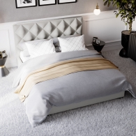 Łóżko Tapicerowane Velvet z przeszyciami w kształcie rombów - 2