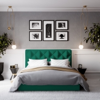 Łóżko Tapicerowane Velvet z przeszyciami w kształcie rombów - 31