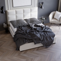 Łóżko tapicerowane Velvet z pionowymi i poziomymi przeszyciami - 44