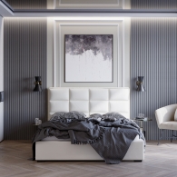 Łóżko tapicerowane Velvet z pionowymi i poziomymi przeszyciami - 45