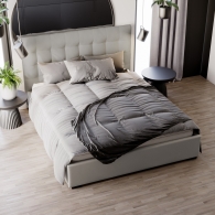 Łóżko tapicerowane Velvet z pikowanym zagłówkiem - 2