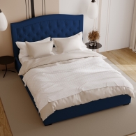 łóżko tapicerowane z zaokrąglonym oparciem - 14