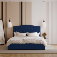 łóżko tapicerowane z zaokrąglonym oparciem - 15