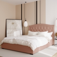 łóżko tapicerowane z zaokrąglonym oparciem - 43