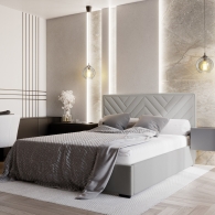 Łóżko tapicerowane z wzorem na zagłówku - 1