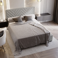 Łóżko tapicerowane z wzorem na zagłówku - 2