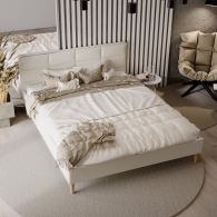 łóżko tapicerowane z zagłówkiem panelowym - 32