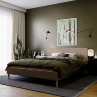 łóżko tapicerowane z guzikami na zagłówku - 1