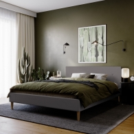 łóżko tapicerowane z guzikami na zagłówku - 11