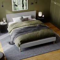 łóżko tapicerowane z guzikami na zagłówku - 27