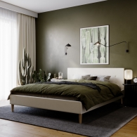 łóżko tapicerowane z guzikami na zagłówku - 31