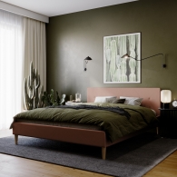 łóżko tapicerowane z guzikami na zagłówku - 36
