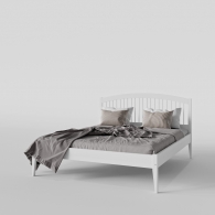 Białe łóżko drewniane z zagłówkiem - 1