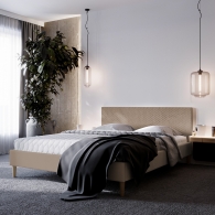 łóżko tapicerowane pikowane w karo - 1