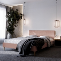 łóżko tapicerowane pikowane w karo - 11