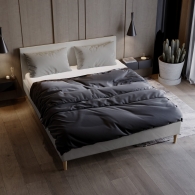 łóżko tapicerowane z płaskim zagłówkiem i poduszkami - 37