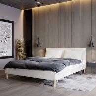 łóżko tapicerowane z płaskim zagłówkiem i poduszkami - 1