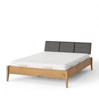 Łóżko z litego drewna dębowego z tapicerowanym zagłówkiem - 2