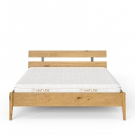 Łóżko dębowe z listwami na zagłówku na drewnianych nogach - 3